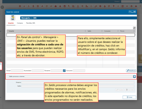 763. Asignación de créditos a usuarios y procesos del sistema